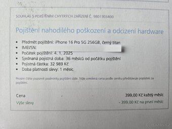 Apple Iphone 16 PRO 256 GB + záruka O2 jako nový - 15