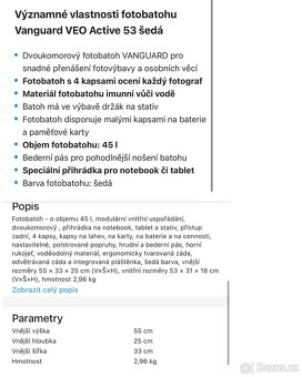 Velký fotobatoh Vanguard VEO active 53 - 15