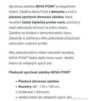 Sprchová zástěna Nova Point 110/80 x 185 - 15
