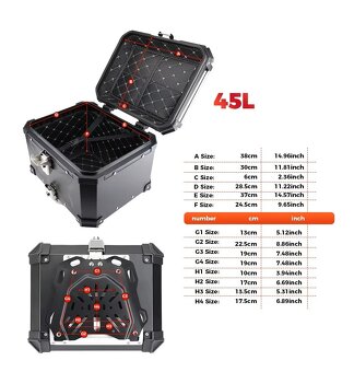 Zadní motokufr TopCase 45L nebo 55L hliníkový - 15
