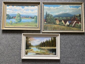 obraz starý obraz olejomalba krajinka obraz Šumava - 15