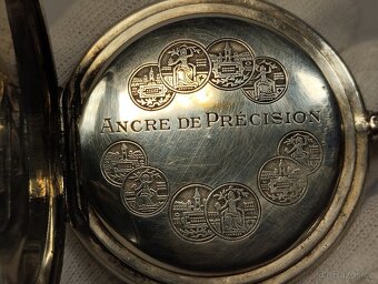 Staré tříplášťové celostříbrné kapesní hodinky, MEDAILE - 15