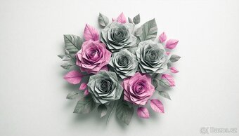 Papírová origami kytice růží - 15