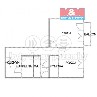 Prodej bytu 2+1, 61 m², DV, Krupka, ul. Komenského - 15