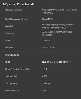 Herní PC - AMD Ryzen 7 7800X3D a RTX 5070Ti + Monitor zdarma - 15