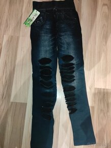Elastické kalhoty styl otrhané jeans - 15