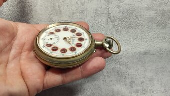 Monstrózní staré kapesní hodinky s lokomotivou, 66mm, 202g - 15