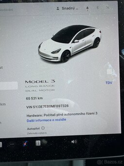 TESLA model3 2021 Long Range 491PS 65tis najeto.Tažné zaříze - 15