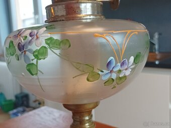 STAROŽITNÁ RUČNĚ MALOVANÁ PETROLEJKA SECESE/ART DECO FRANCE - 15