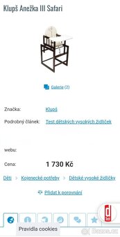 Dětská jídelní židlička KLUPS - 15