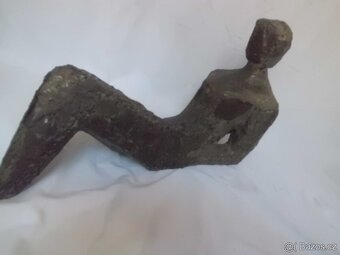 UNIKÁTNÍ Starožitná Kubistická Kovová ART Plastika - ŽENA - 15