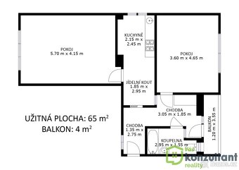 Prodej bytu 2+1 69 m², Moravský Krumlov, ev.č. 00865 - 15