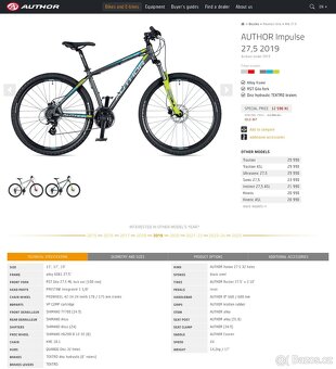 Horské kolo Author Impulse 27.5" ● Rám 19" ● Kola 27.5" - 15