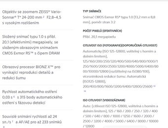 Kompaktní foťák Sony RX100 VI, kompakt, RX100M6 Cyber-shot - 15