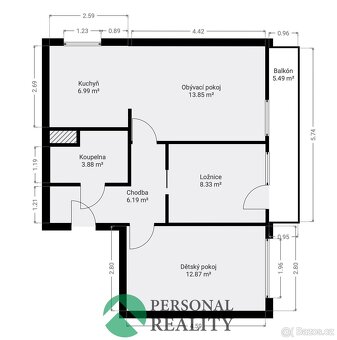 Prodej byty 3+1, 59 m2 - Štětí, ev.č. 02059 - 15
