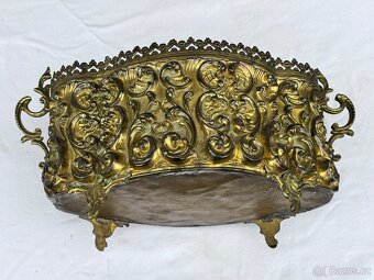 Žardiniéra květináč starožitný 1850-60 mosaz Francie Napoleo - 15