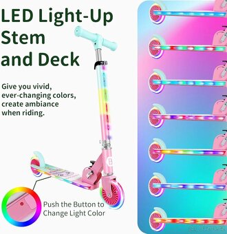 Nová dětská LED koloběžka scooter (116) - 15