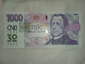 Bankovky 1000, 100 a 6 ks 20 korun - každá jiná - 30 výročí - 15