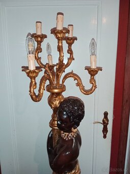 Starý dřevěný mouřenín-světlonoš- lampa - 15
