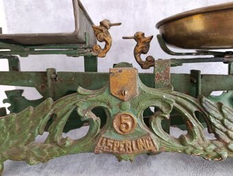 Starožitná figurální litinová váha Draci J.Sperling 5 Kg - 15