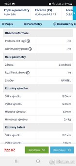 Prodám autorádio Navitel RD5 - 15