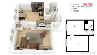 Pronájem bytu 1+1, 36 m², Děčín, ul. U Tvrze - 15