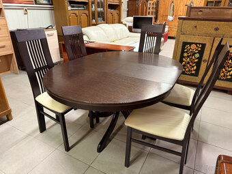 třikrát set dubový stůl se šesti židlemi - 15