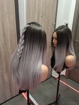 Rovná paruka s krajkou vpředu, blond ombre s copem 71350 - 15
