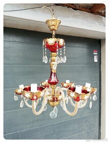Nádherný 6ti ramenný zdobený lustr - borské sklo - 15