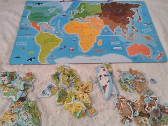 Woody Magnetické puzzle Mapa Svět v obrázcích 2v1 - 15