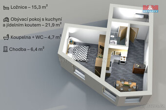Pronájem bytu 2+kk, 47 m², Kolín, ul. Pražská - 15