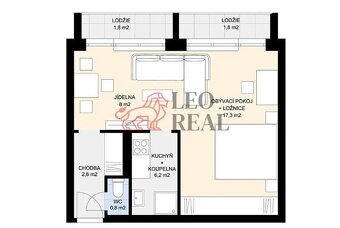 Pronájem bytu 1+kk 39m²+ 2 lodžie, sklep a komora - 15