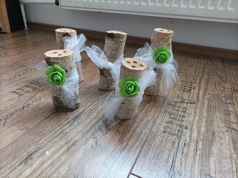 Svatební výzdoba, dekorace, svícny, organza, konfety, holub - 15