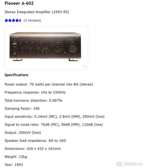 PIONEER A-602 Integrated Amplifier / Vadný - Čtěte Text - 15