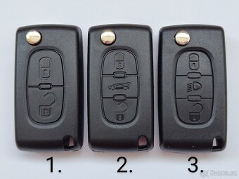 Klíč Citroen Peugeot 2 / 3 tlačítka.  Starší provedení s log - 15