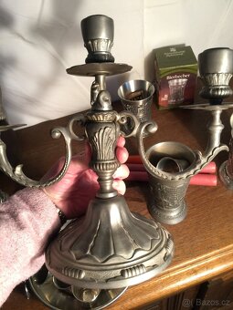 sbírka cínu pohár číše svícen mísa džber Cín - punc - 15