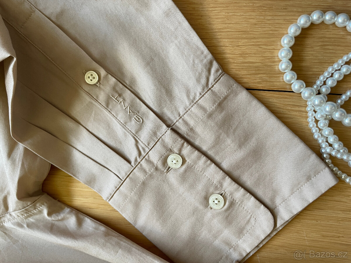Béžové bavlněné košilové dlouhé šaty Gant, vel. 38/40 - 16