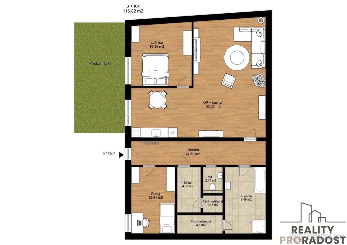 Prodej bytu 3+kk v Třebíči s předzahrádkou a parkovacím stán - 16