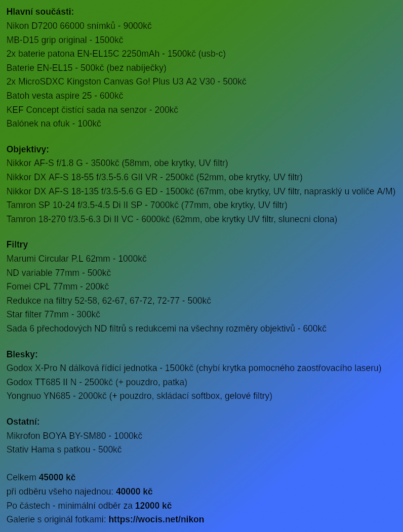 Zrcadlovka Nikon D7200 a hromada příslušenství - 16