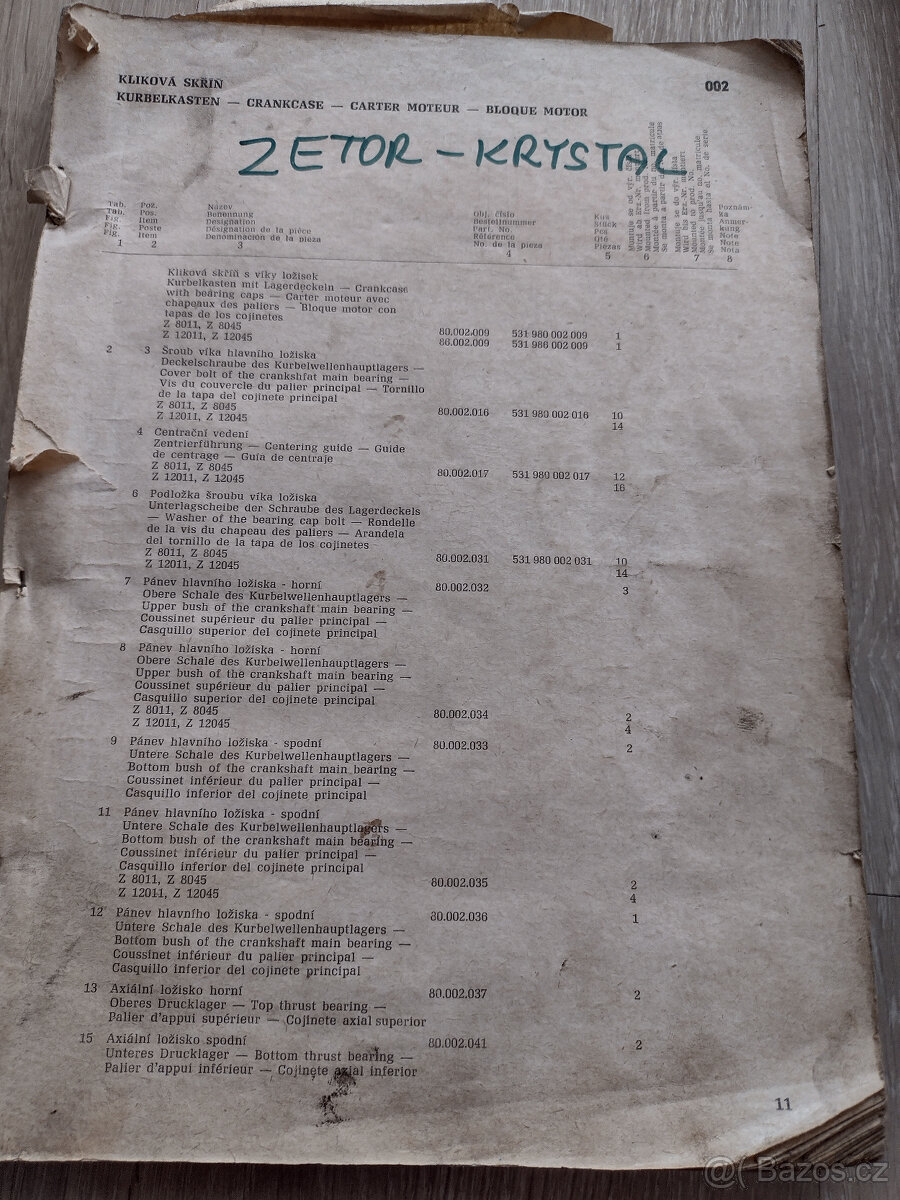 ZETOR CRYSTAL, KOMBAJN E 512,KATALOGY ND - 16