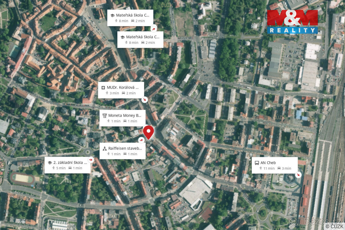 Pronájem kanceláří přímo u pěší zóny v Chebu, ul. Májová - 16