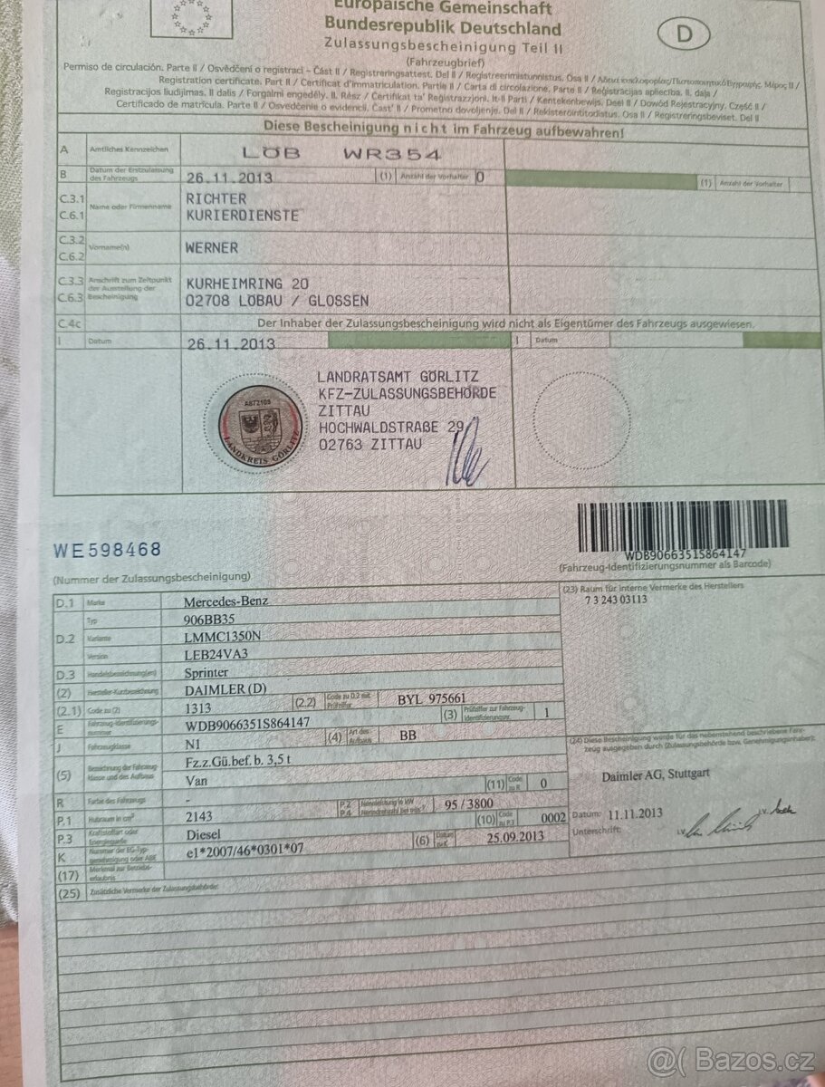 Mercedes Benz sprinter 313 - 2,2 CDI - 95 kW - 4x2 - 16