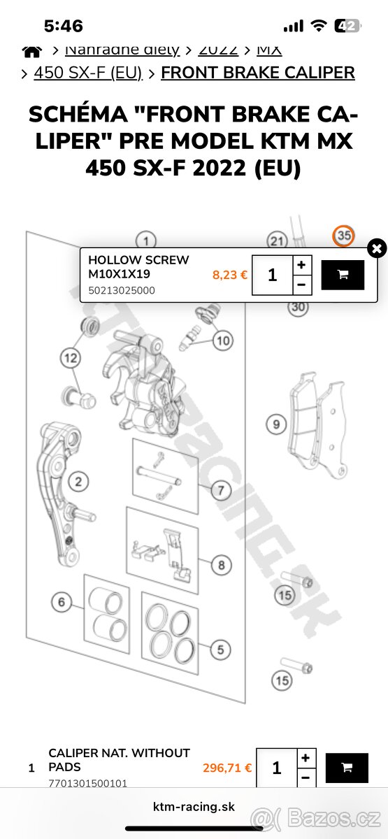Ktm/ hsq predna brzda brembo SX - 16