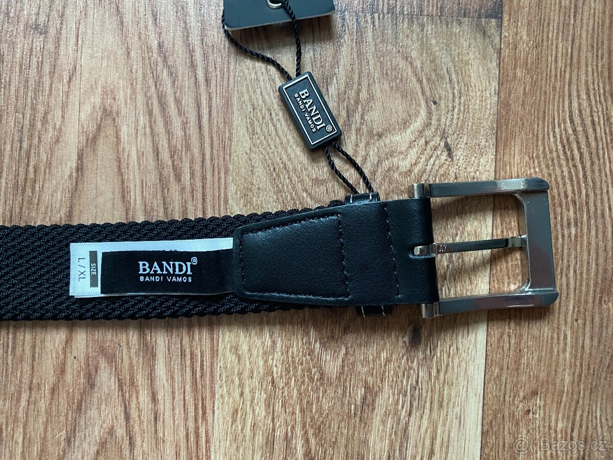 Nový pánský pružný opasek Bandi -L/XL, černý s modrými pruhy - 16