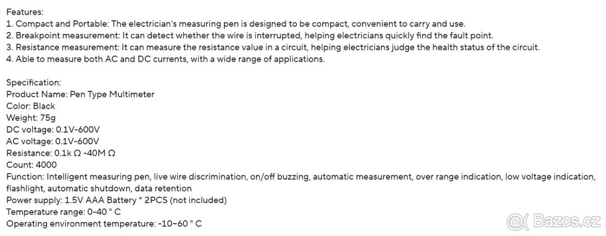Multimetr ANENG A3006 tužkový 7in1 - 16