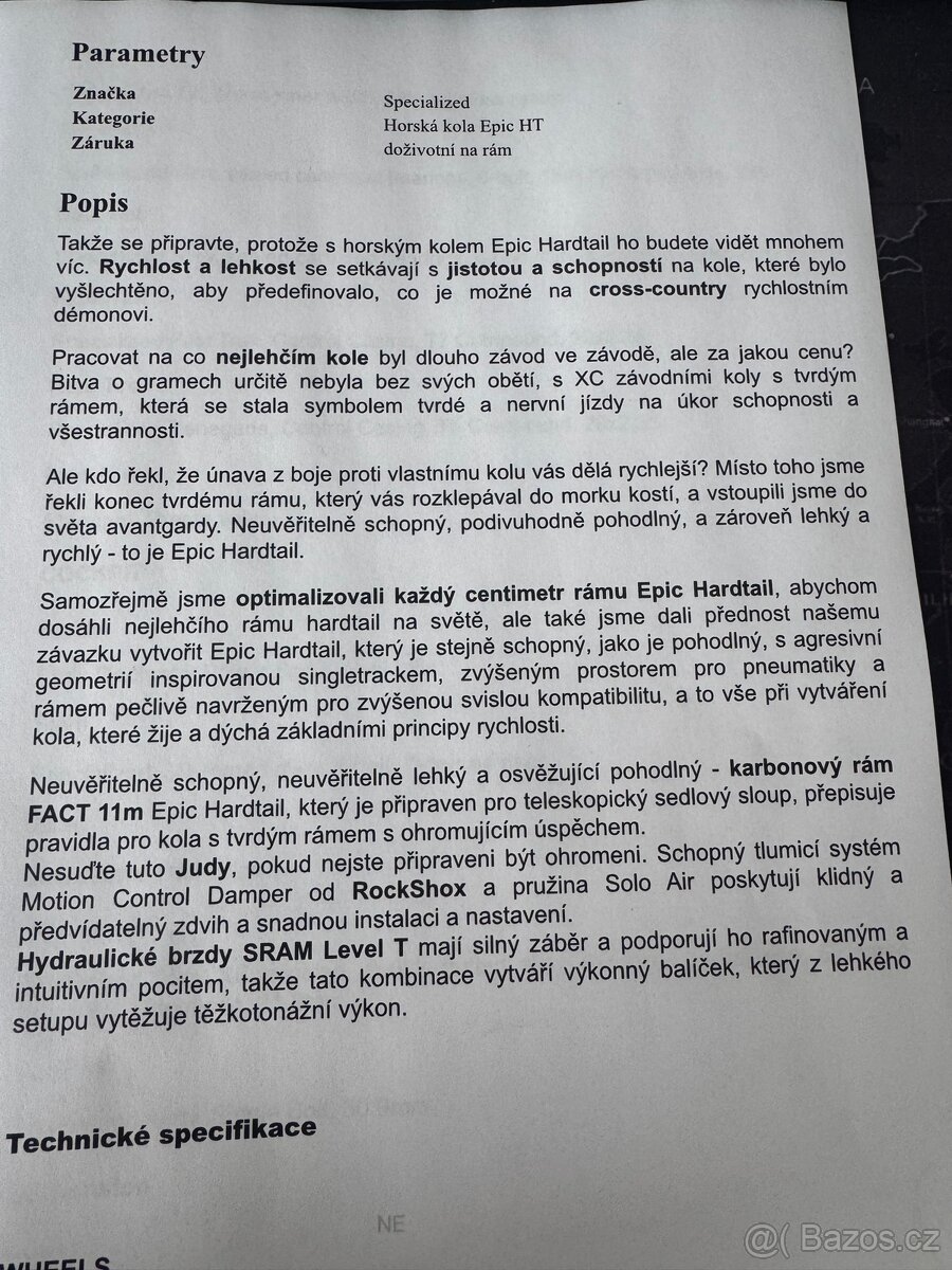 Horské karbonové kolo Specialized Epic Hardtail - 16