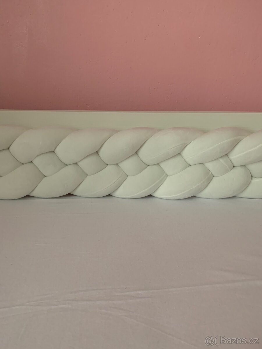 Nový bílý - šedý mantinel cop do dětské postýlky 3m - 16