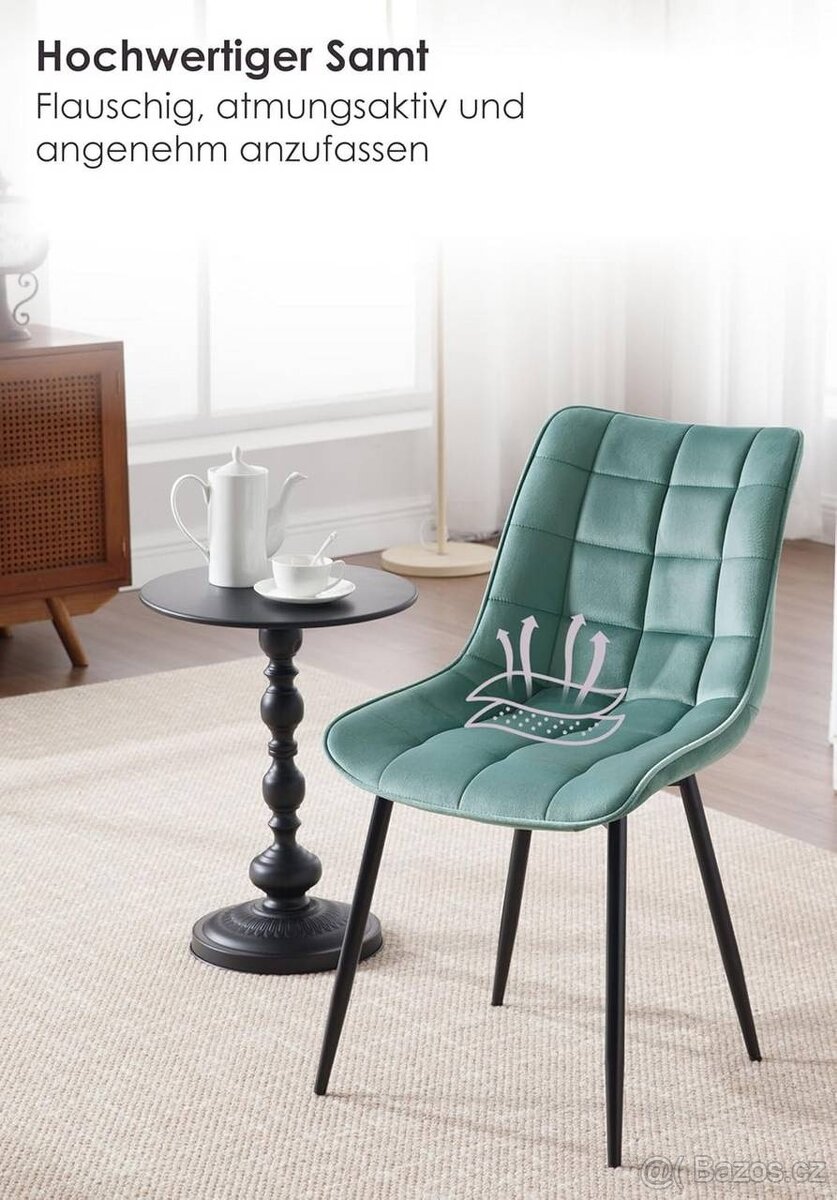 Nové jídelní židle tyrkys, růžová, potah velur. - 16