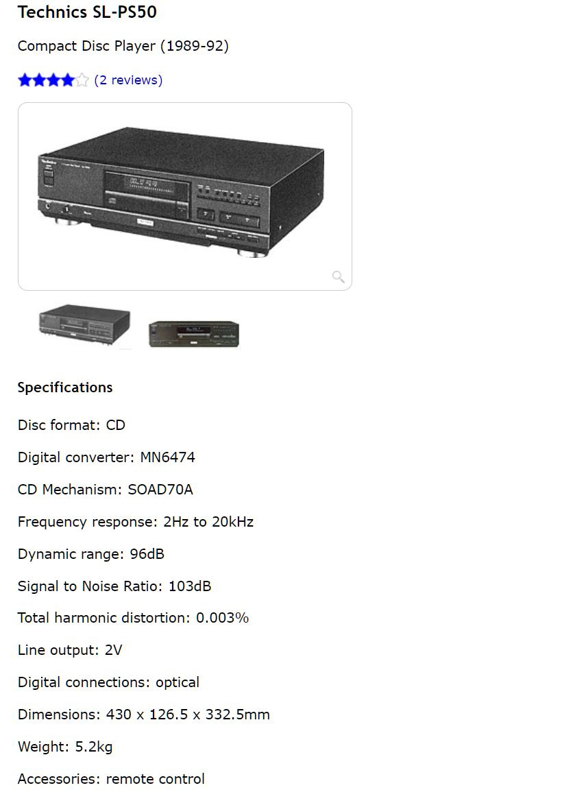TECHNICS SL-PS50 Stereo CD Player + Příslušenství - 16