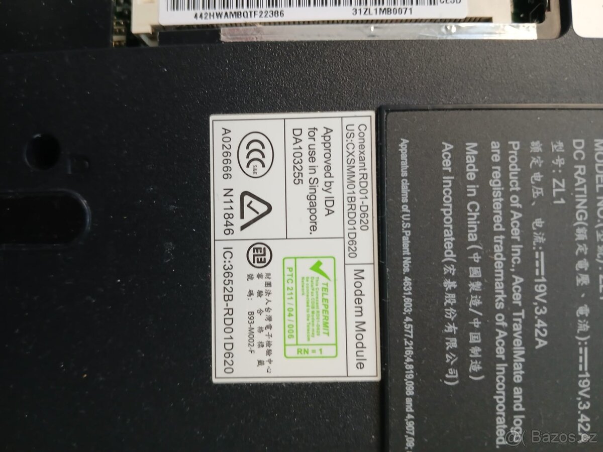 Acer TravelMate 2300 – notebook na náhradní díly / bez HDD - 16